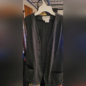 Vintage Liz Claiborne Charcoal Button-Up Vest.  Made In USA